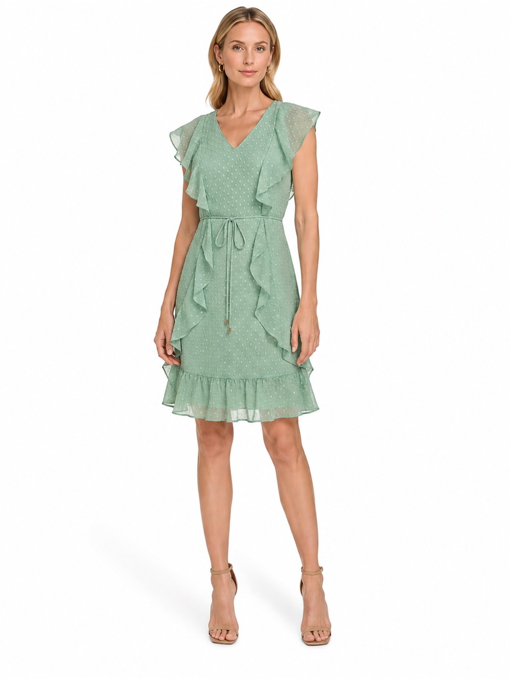 Tommy Hilfiger Flutter-Sleeve Belted Mini Dress size 10